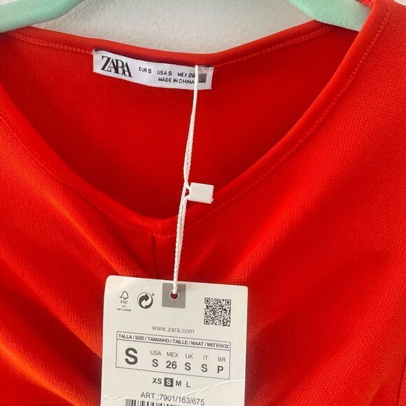 Zara red ruched front dress - Picture 3 of 3